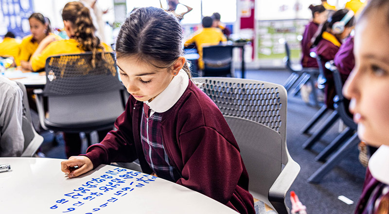 Student at desk at Christ the King Catholic Primary School North Rocks
