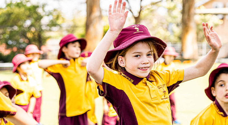 Student jumping at Christ the King Catholic Primary School North Rocks