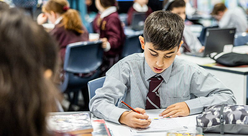 Student at desk at Christ the King Catholic Primary School North Rocks