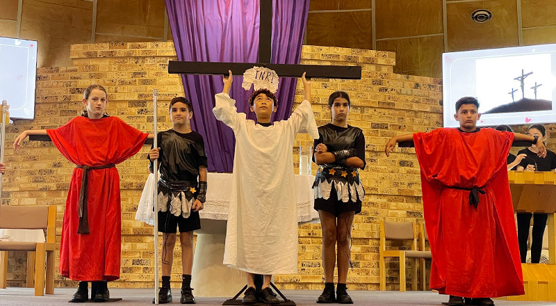 Students reenact Stations of the Cross at Christ the King Catholic Primary School North Rocks