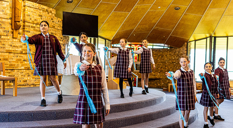 Students celebrating at Christ the King Catholic Primary School North Rocks