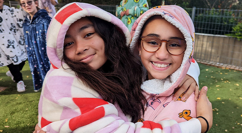 Students participate in a pyjama day fundraiser at Christ the King Catholic Primary School North Rocks