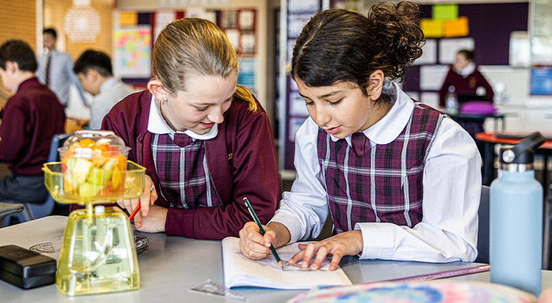 students interacting in classroom at Christ the King Catholic Primary School North Rocks