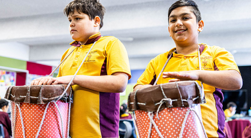 students drumming at Christ the King Catholic Primary School North Rocks
