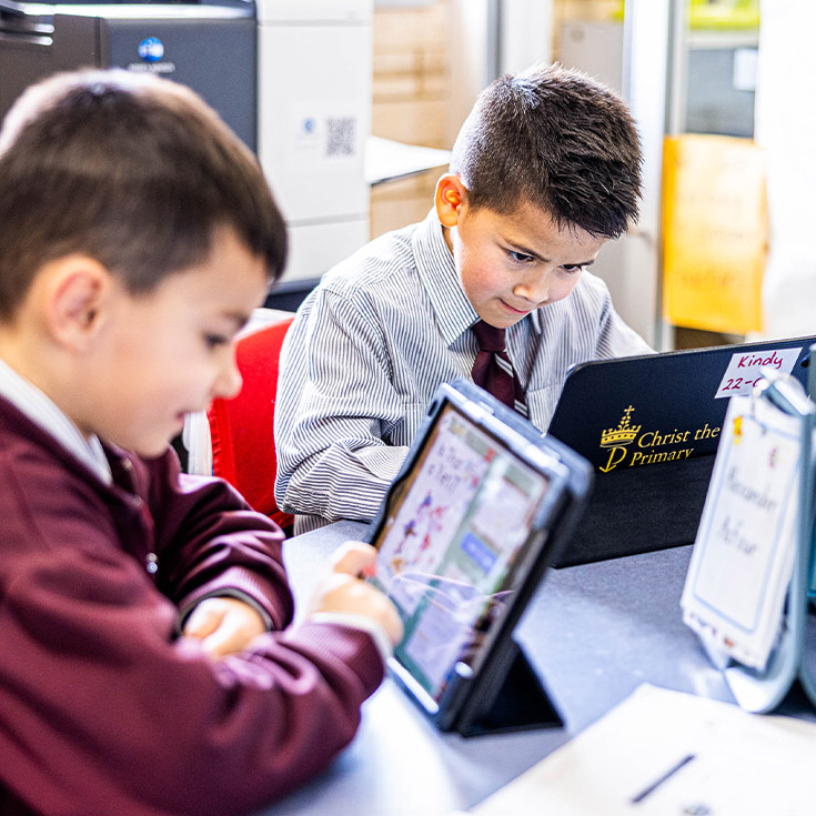 students on laptop at Christ the King Catholic Primary School North Rocks