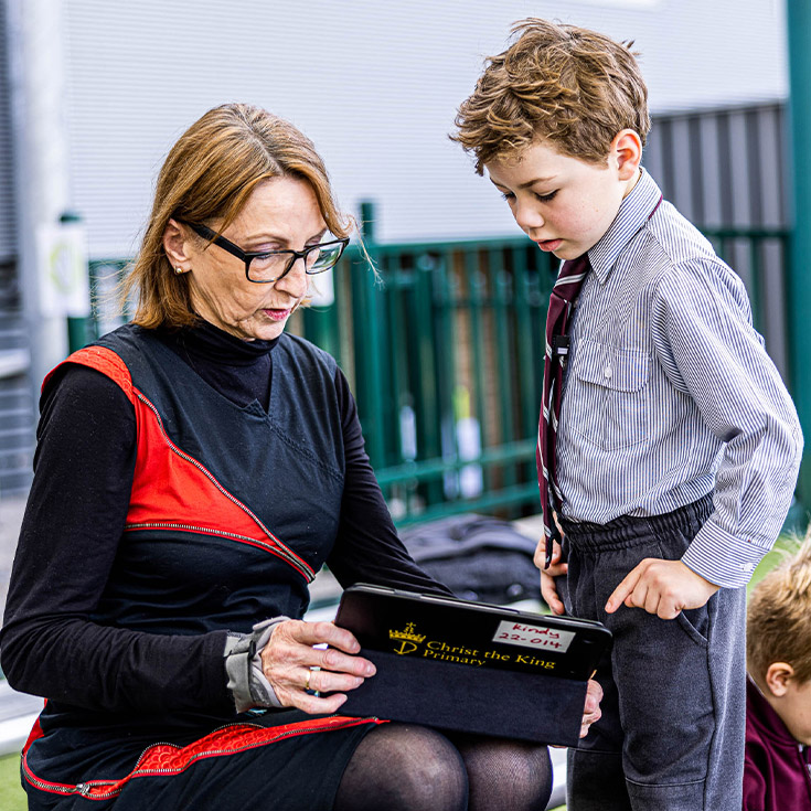 Student and teacher at Christ the King Catholic Primary School North Rocks