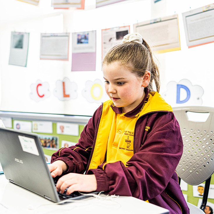 Student on laptop at Christ the King Catholic Primary School North Rocks