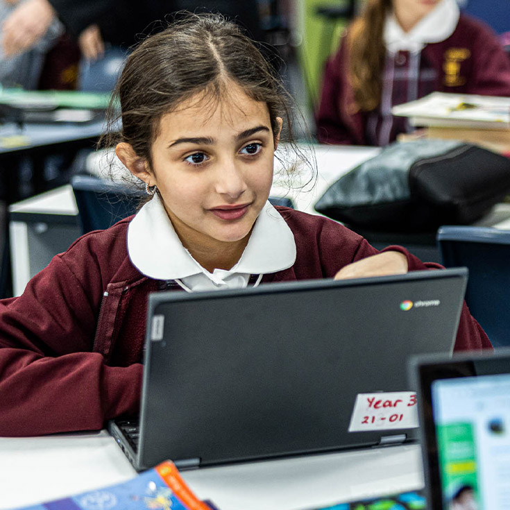 Student on laptop at Christ the King Catholic Primary School North Rocks
